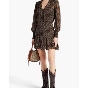 Veronica Beard Sacchi Sheer Printed A-Line Mini Dress NWT